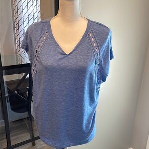 Boutique Unbranded Blue Short Sleeve Shirt With Cutout detail…Size Small